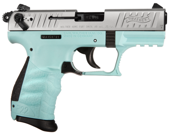 WALTHER P22 ANGEL BLUE/STAINLESS .22 LR 3.4" BARREL 10-ROUNDS