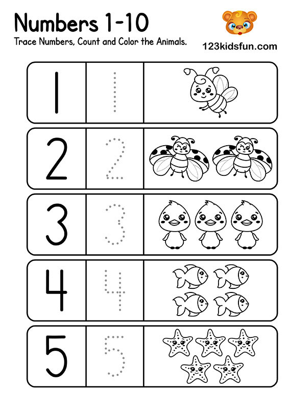 Free Preschool and Kindergarten Math Worksheets Printable