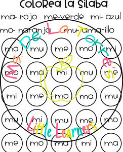 Colorea y encuentra la silaba Letra M Trabajo de Palabras Ma Me Mi Mo Mu