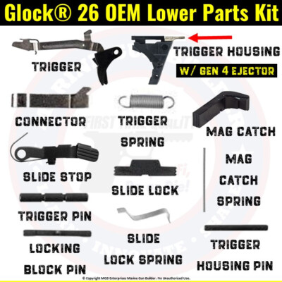 Glock 26 Lower Parts Kit OEM Gen 3 w/ Upgraded Gen 4 Ejector G26 LPK