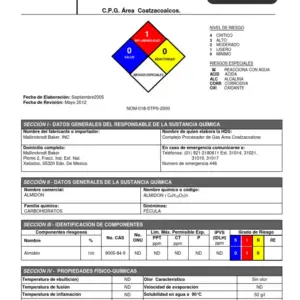 Hoja de Seguridad Almidon