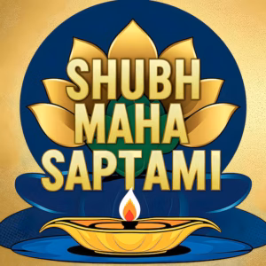 Happy maha saptami banner design