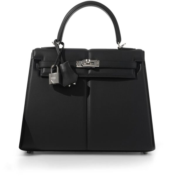 Hermès Limited Edition Black Swift Padded Kelly 25 Sellier Palladium