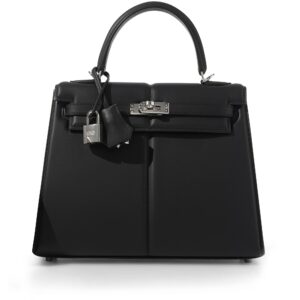 Hermès Limited Edition Black Swift Padded Kelly 25 Sellier Palladium