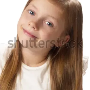 Little Smiling Girl Portrait Isolated Over Stock Photo 126213236